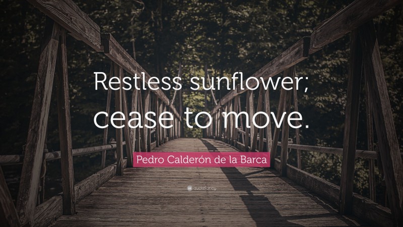 Pedro Calderón de la Barca Quote: “Restless sunflower; cease to move.”