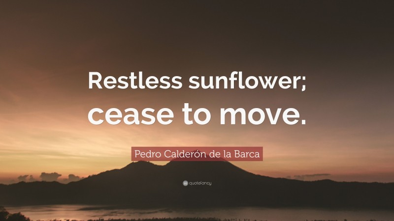 Pedro Calderón de la Barca Quote: “Restless sunflower; cease to move.”
