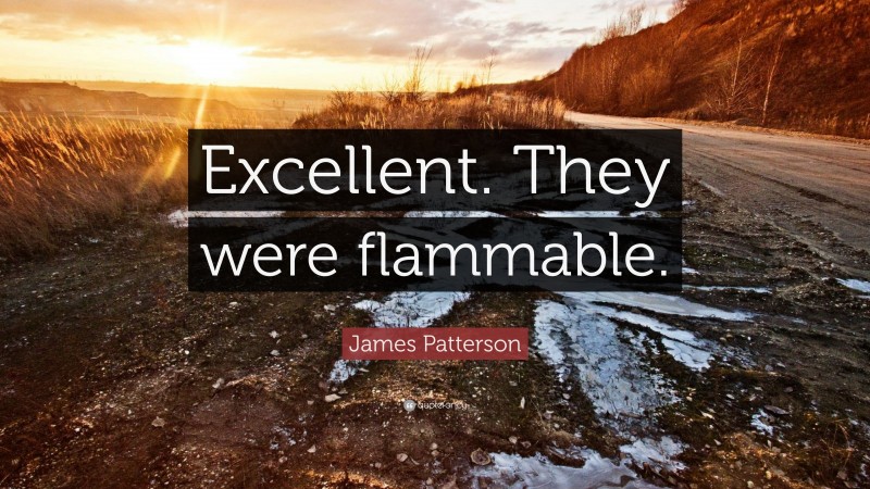 James Patterson Quote: “Excellent. They were flammable.”