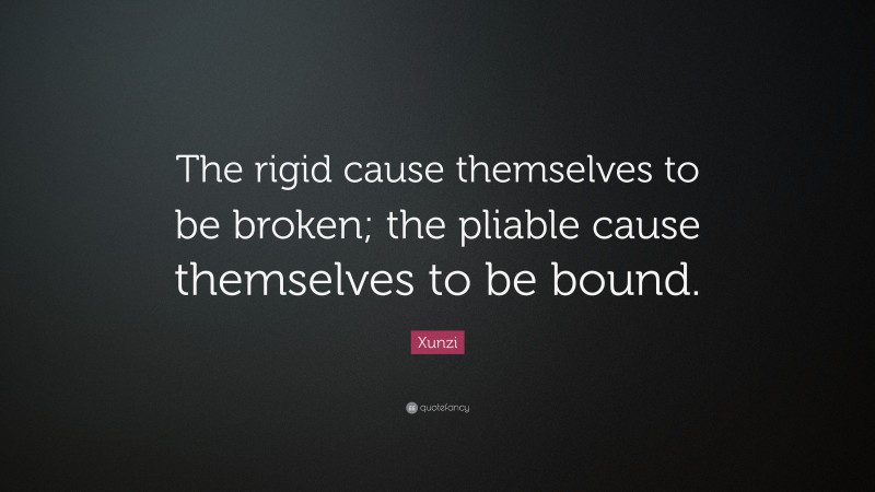 Xunzi Quote: “The rigid cause themselves to be broken; the pliable cause themselves to be bound.”