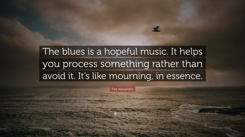 Ted Alexandro Quote: “The blues is a hopeful music. It helps you process something rather than avoid it. It’s like mourning, in essence.”
