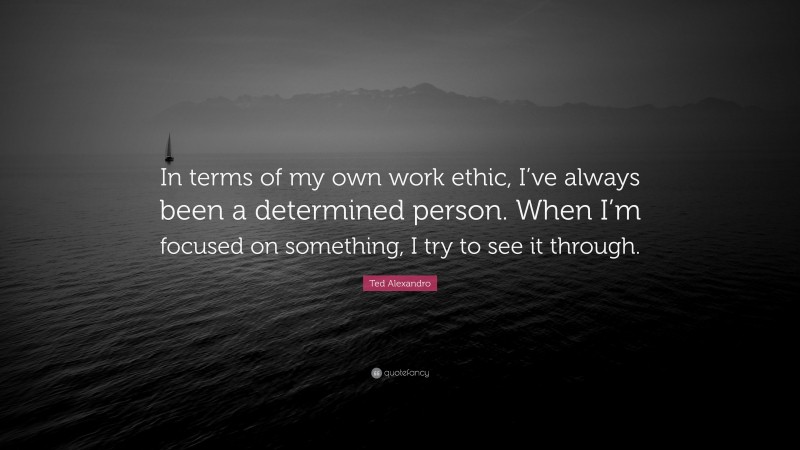 Ted Alexandro Quote: “In terms of my own work ethic, I’ve always been a determined person. When I’m focused on something, I try to see it through.”