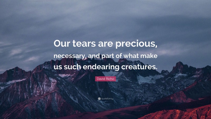 David Richo Quote: “Our tears are precious, necessary, and part of what make us such endearing creatures.”