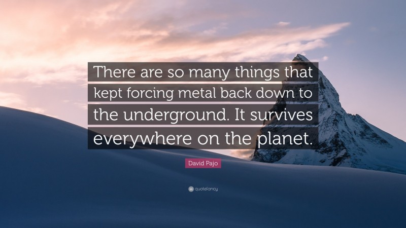 David Pajo Quote: “There are so many things that kept forcing metal back down to the underground. It survives everywhere on the planet.”