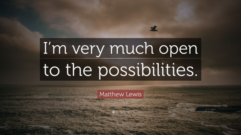 Matthew Lewis Quote: “I’m very much open to the possibilities.”