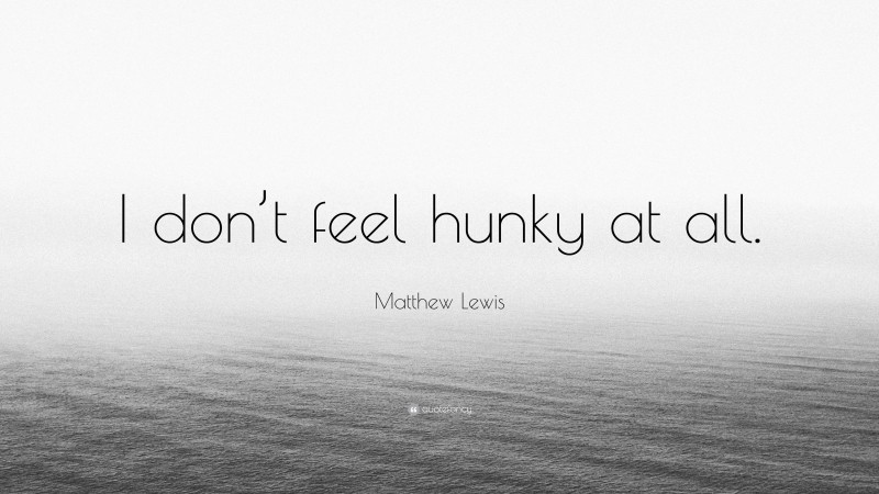 Matthew Lewis Quote: “I don’t feel hunky at all.”
