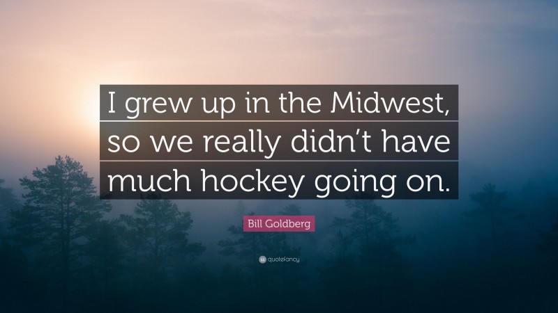 Bill Goldberg Quote: “I grew up in the Midwest, so we really didn’t have much hockey going on.”