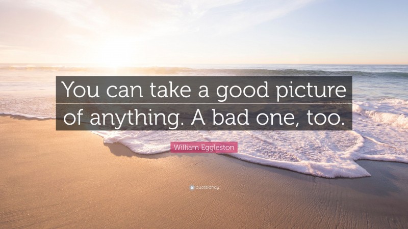 William Eggleston Quote: “You can take a good picture of anything. A bad one, too.”