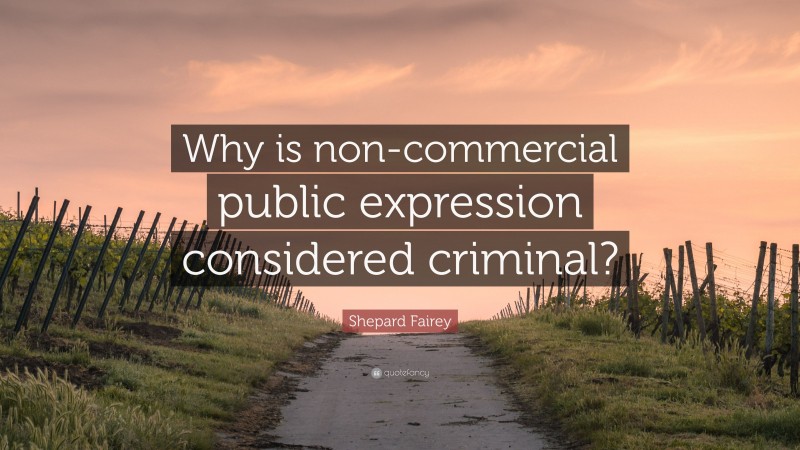 Shepard Fairey Quote: “Why is non-commercial public expression considered criminal?”