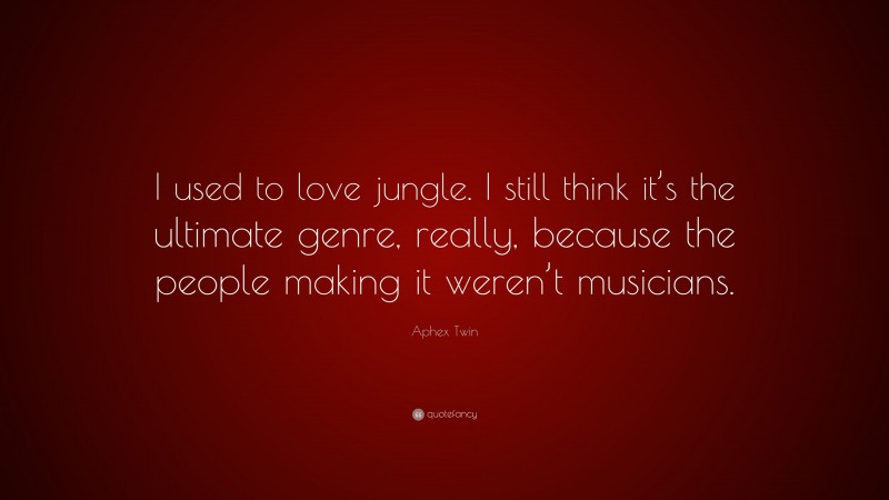 Aphex Twin Quote: “I used to love jungle. I still think it’s the ultimate genre, really, because the people making it weren’t musicians.”