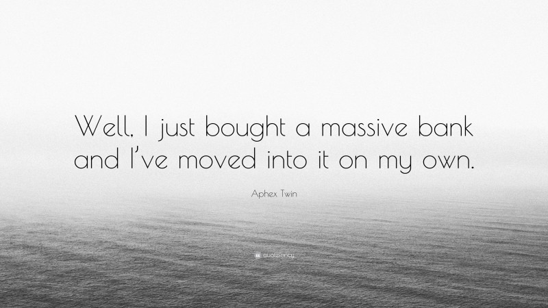 Aphex Twin Quote: “Well, I just bought a massive bank and I’ve moved into it on my own.”