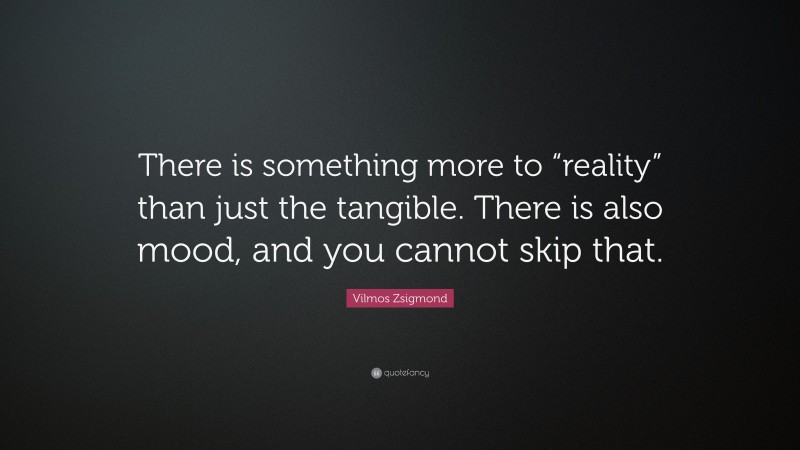Vilmos Zsigmond Quote: “There is something more to “reality” than just the tangible. There is also mood, and you cannot skip that.”