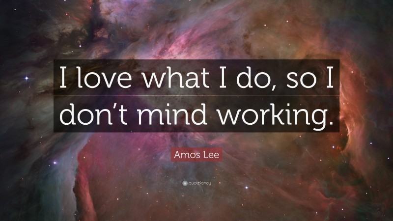 Amos Lee Quote: “I love what I do, so I don’t mind working.”