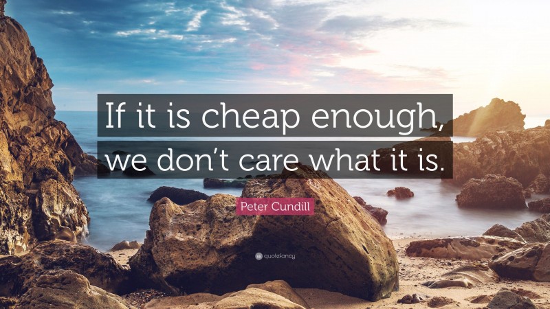Peter Cundill Quote: “If it is cheap enough, we don’t care what it is.”