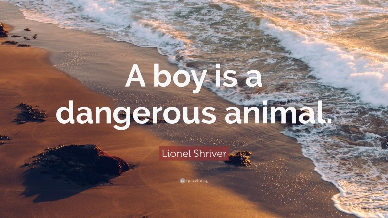 Lionel Shriver Quote: “A boy is a dangerous animal.”