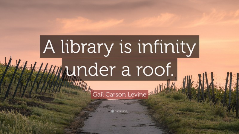 Gail Carson Levine Quote: “A library is infinity under a roof.”