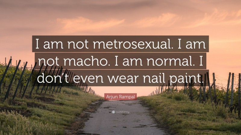 Arjun Rampal Quote: “I am not metrosexual. I am not macho. I am normal. I don’t even wear nail paint.”