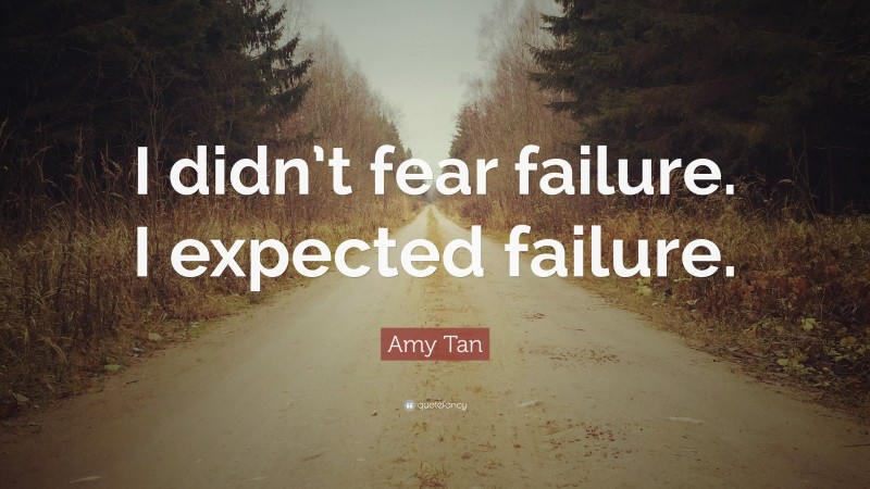 Amy Tan Quote: “I didn’t fear failure. I expected failure.”