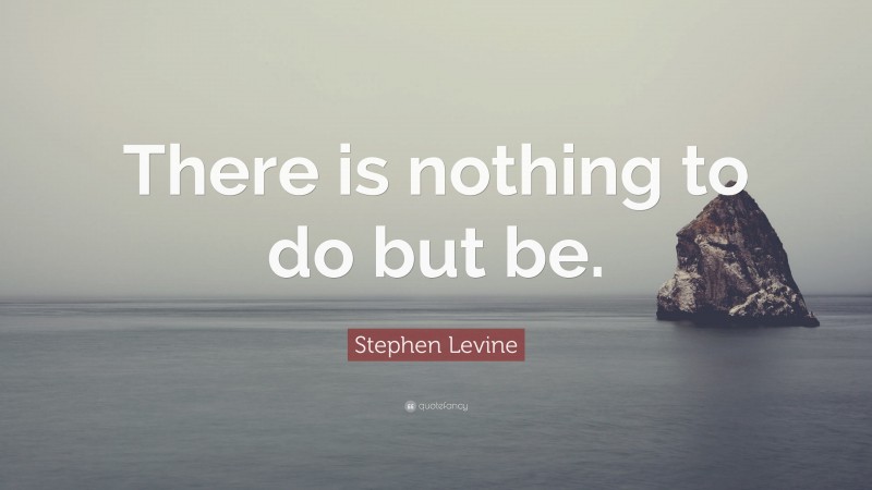 Stephen Levine Quote: “There is nothing to do but be.”