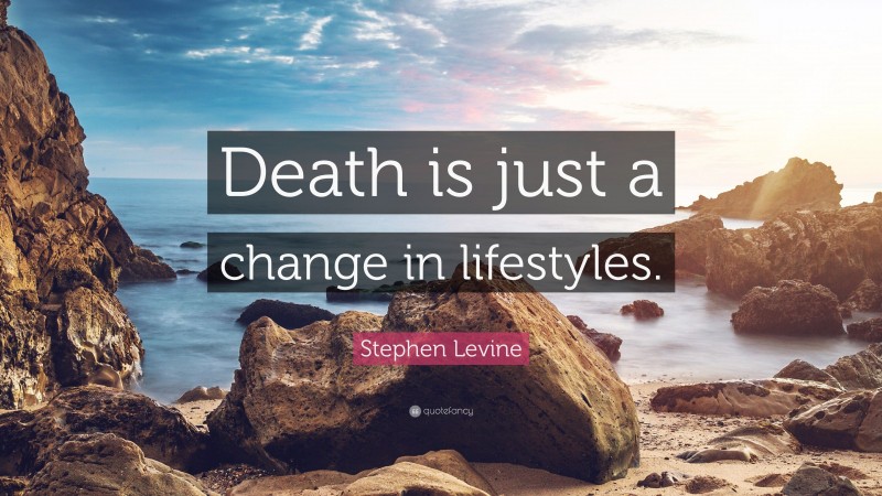 Stephen Levine Quote: “Death is just a change in lifestyles.”