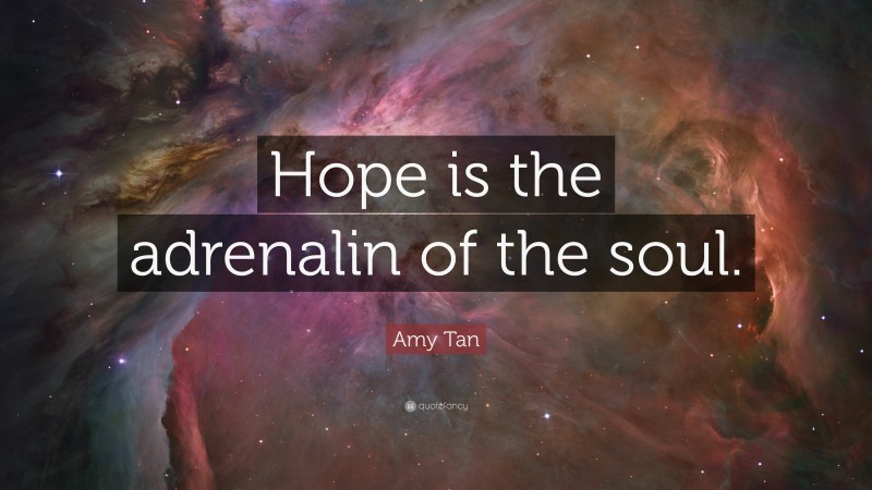 Amy Tan Quote: “Hope is the adrenalin of the soul.”