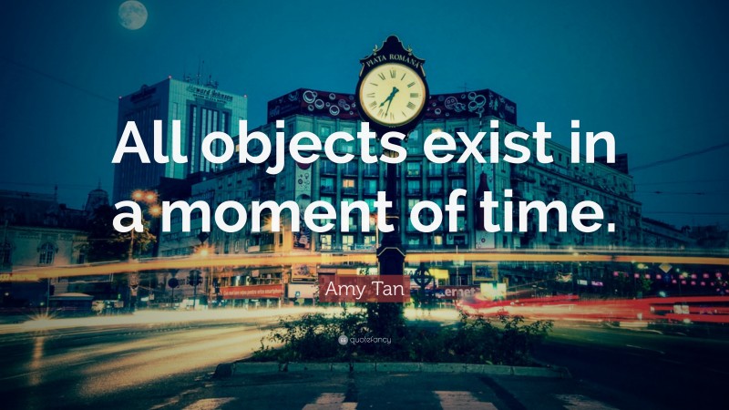 Amy Tan Quote: “All objects exist in a moment of time.”