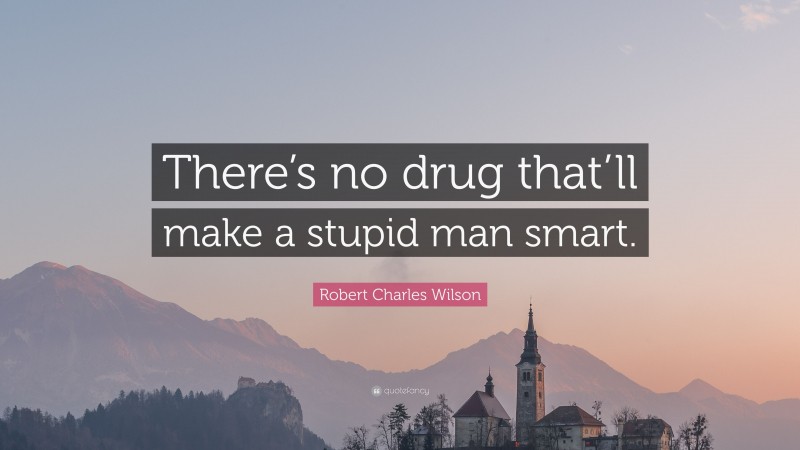 Robert Charles Wilson Quote: “There’s no drug that’ll make a stupid man smart.”