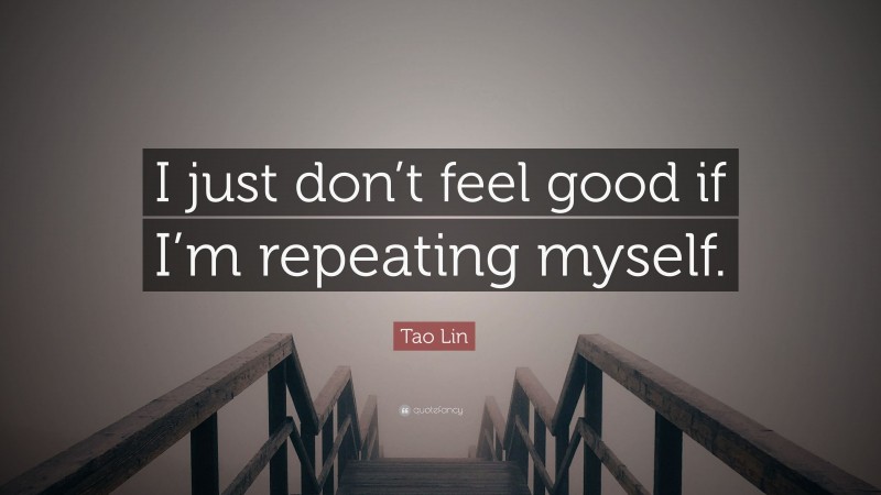 Tao Lin Quote: “I just don’t feel good if I’m repeating myself.”