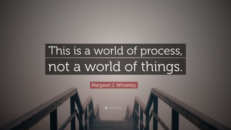 Margaret J. Wheatley Quote: “This is a world of process, not a world of things.”