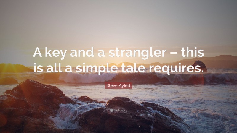 Steve Aylett Quote: “A key and a strangler – this is all a simple tale requires.”