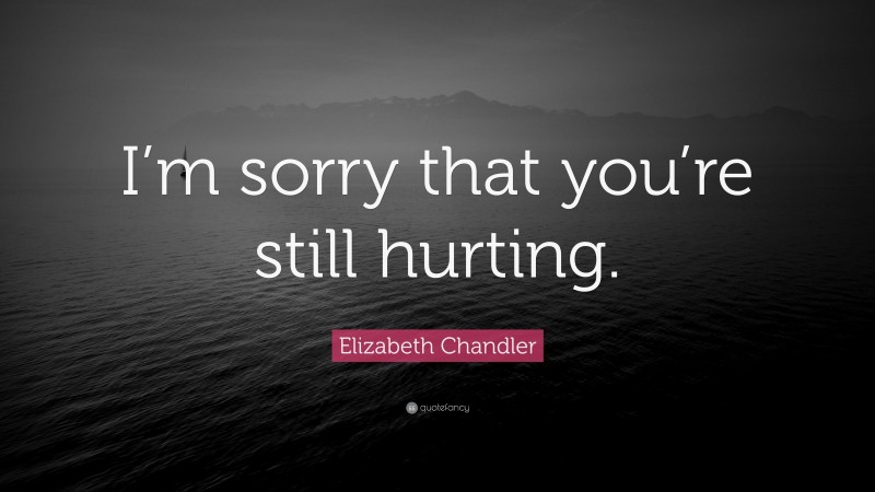 Elizabeth Chandler Quote: “I’m sorry that you’re still hurting.”