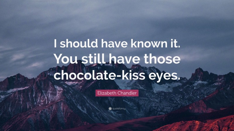 Elizabeth Chandler Quote: “I should have known it. You still have those chocolate-kiss eyes.”