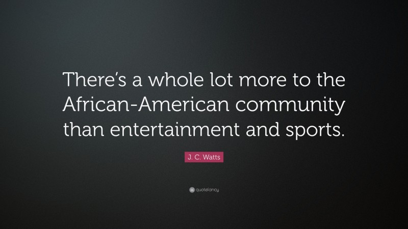 J. C. Watts Quote: “There’s a whole lot more to the African-American community than entertainment and sports.”
