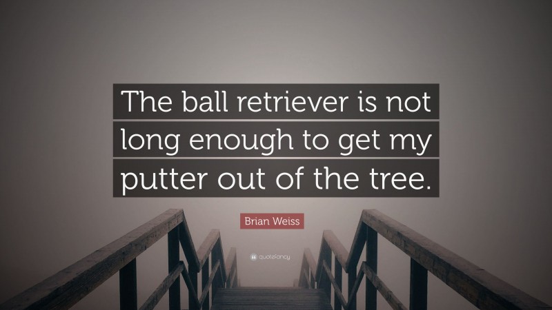 Brian Weiss Quote: “The ball retriever is not long enough to get my putter out of the tree.”