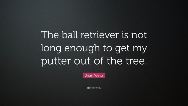 Brian Weiss Quote: “The ball retriever is not long enough to get my putter out of the tree.”