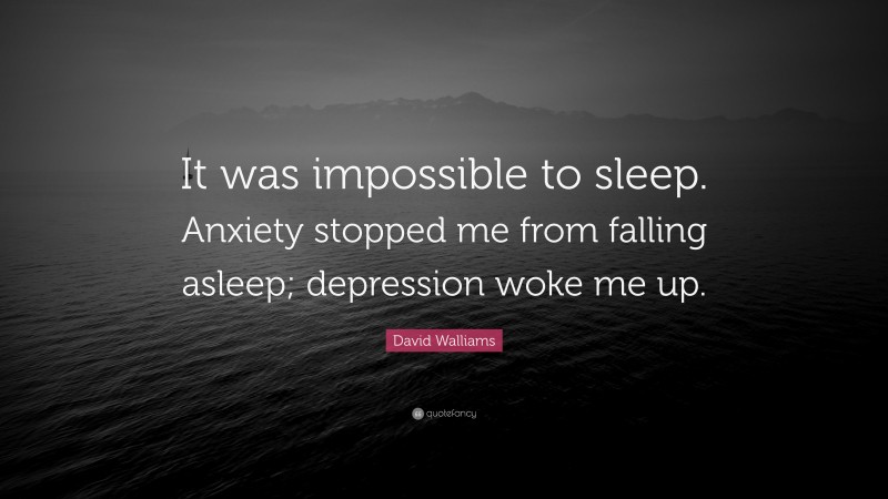 David Walliams Quote: “It was impossible to sleep. Anxiety stopped me from falling asleep; depression woke me up.”