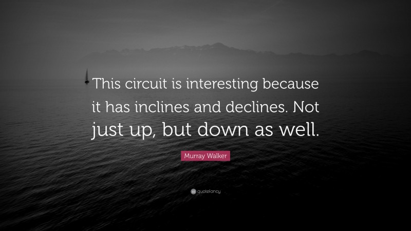 Murray Walker Quote: “This circuit is interesting because it has inclines and declines. Not just up, but down as well.”