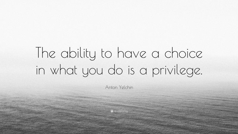 Anton Yelchin Quote: “The ability to have a choice in what you do is a privilege.”
