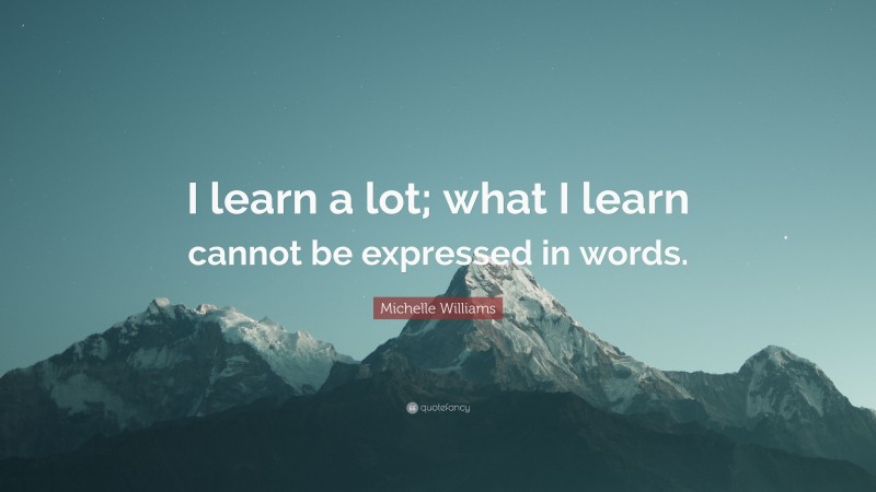 Michelle Williams Quote: “I learn a lot; what I learn cannot be expressed in words.”