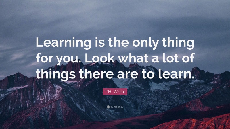 T.H. White Quote: “Learning is the only thing for you. Look what a lot of things there are to learn.”