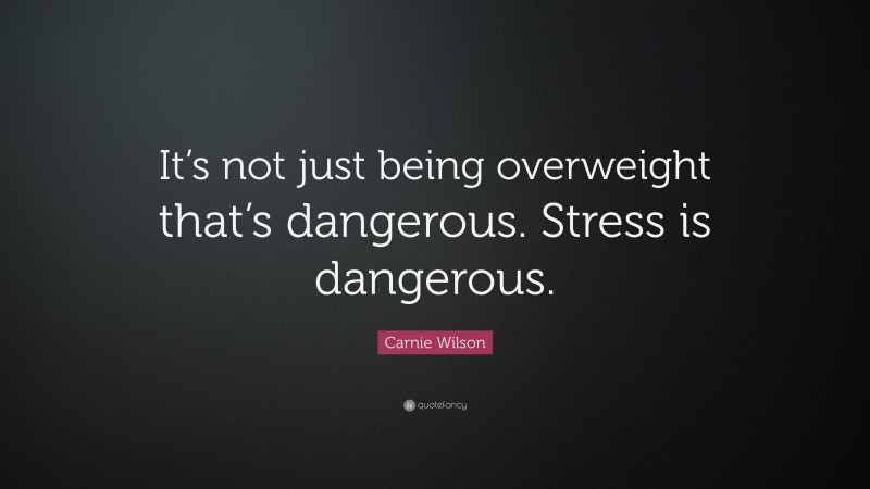 Carnie Wilson Quote: “It’s not just being overweight that’s dangerous. Stress is dangerous.”