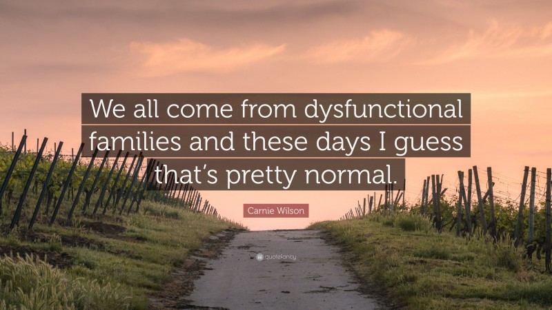 Carnie Wilson Quote: “We all come from dysfunctional families and these days I guess that’s pretty normal.”