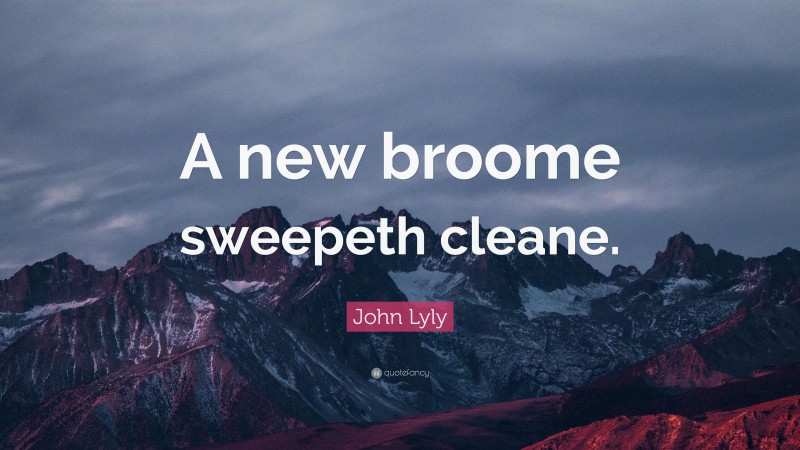 John Lyly Quote: “A new broome sweepeth cleane.”
