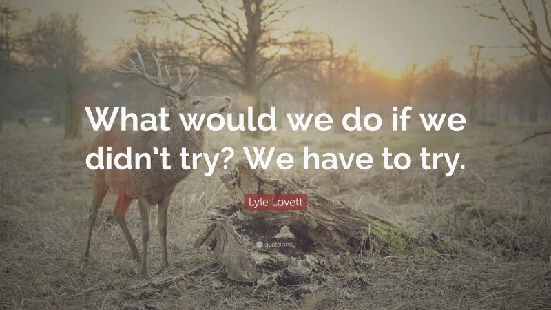 Lyle Lovett Quote: “What would we do if we didn’t try? We have to try.”