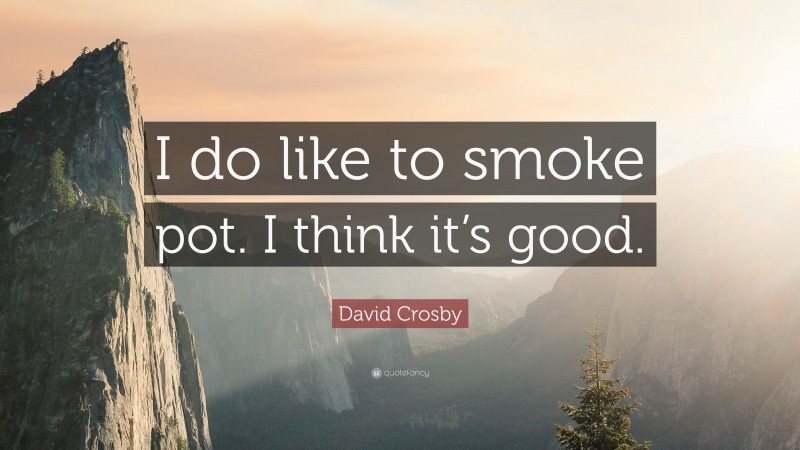David Crosby Quote: “I do like to smoke pot. I think it’s good.”