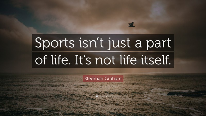 Stedman Graham Quote: “Sports isn’t just a part of life. It’s not life itself.”