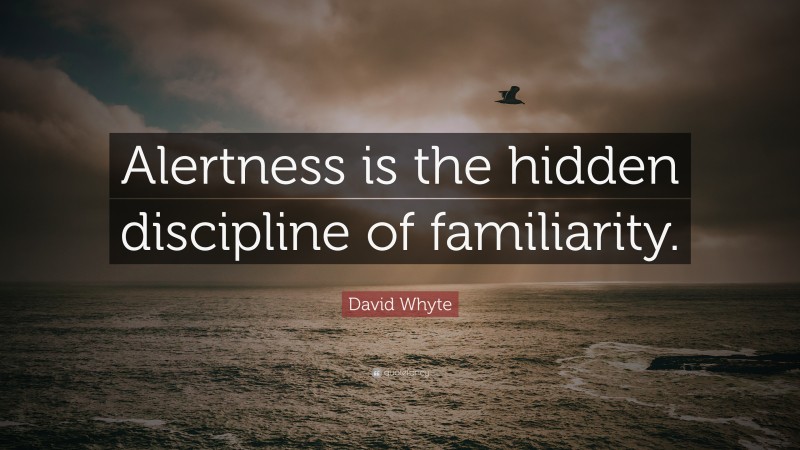 David Whyte Quote: “Alertness is the hidden discipline of familiarity.”