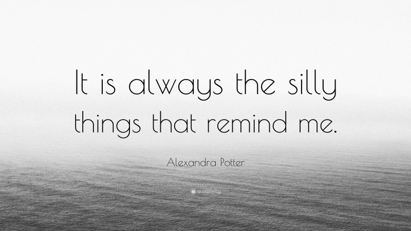 Alexandra Potter Quote: “It is always the silly things that remind me.”