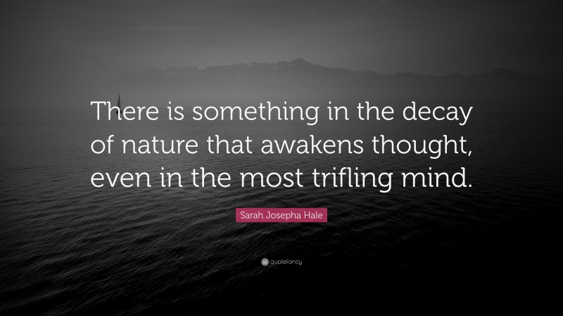 Sarah Josepha Hale Quote: “There is something in the decay of nature that awakens thought, even in the most trifling mind.”