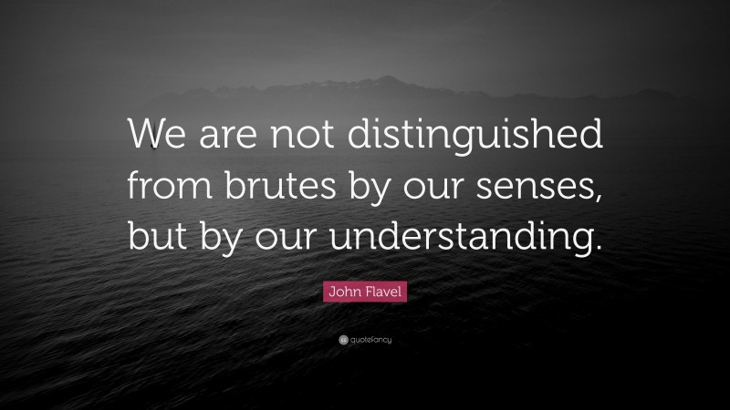 John Flavel Quote: “We are not distinguished from brutes by our senses, but by our understanding.”